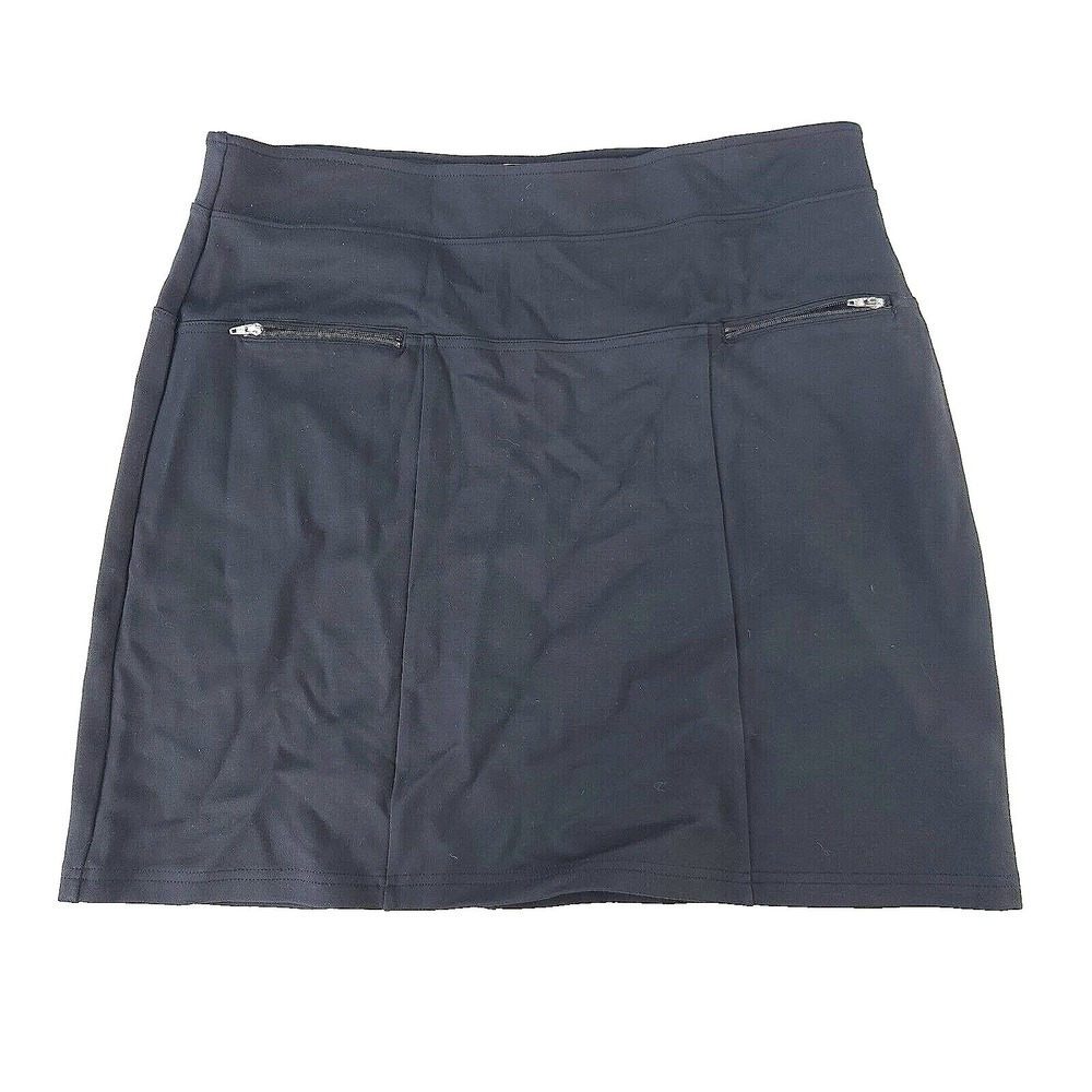 Aventura Black Satin Mini Skirt Pull On Mid Rise Stretch Size M